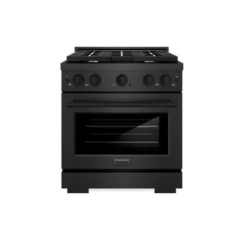 ZLINE - 30 in. 4.2 cu. ft. Manual Clean Freestanding Gas Range with Convection Oven in Black Satin Steel with 4 Brass Burners - Black Satin Stainless Steel