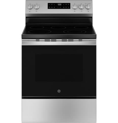 GE - 5.3 Cu. Ft. Freestanding Electric Range with Crisp Mode and Express Preheat - Stainless Steel