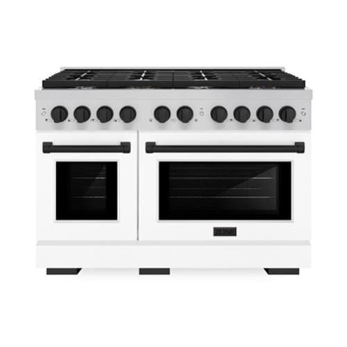 ZLINE - Autograph 48" Paramount Double Oven Dual Fuel Range with White and Black Accents (SDRZ-WM-48-MB) - White