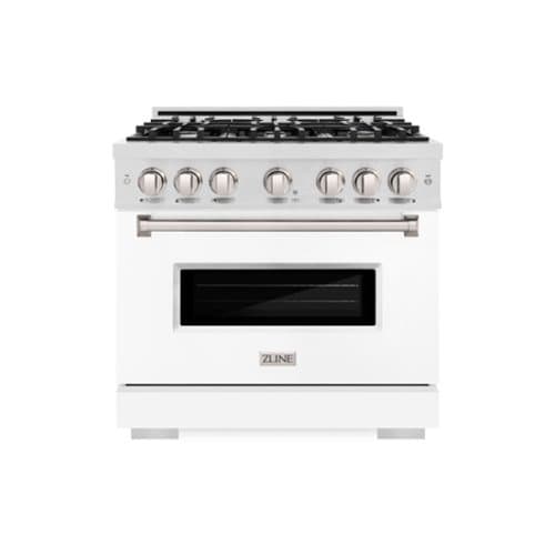 ZLINE - 36 in. Classic Gas Range with 6 Burners and Convection Oven (CGRS-WM-36) - White Matte