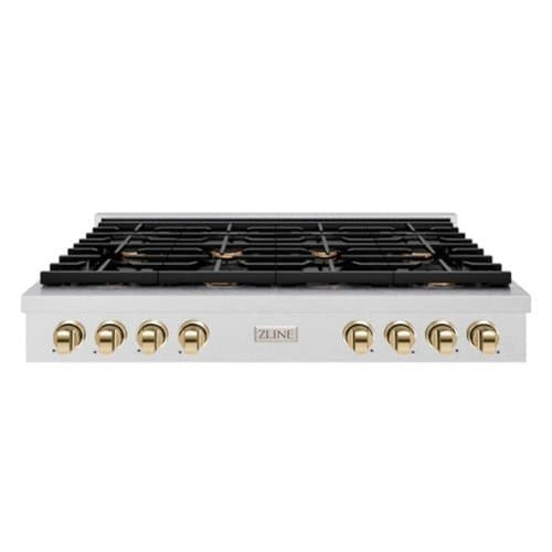 ZLINE - 48 in. Autograph Paramount Gas Rangetop with Gold Accents (SRTSZ-48-G) - Stainless Steel