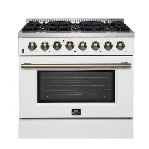 Forno Appliances - Galiano 5.36 Cu. Ft. Freestanding Dual Fuel Electric Range with Convection Oven - White Door