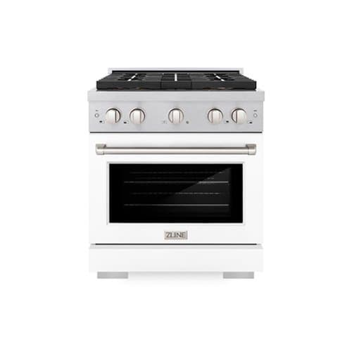 ZLINE - 30 in. 4.2 cu. ft. Freestanding Paramount Dual Fuel Range with DuoPro Cooktop - Stain Steel/White Matte