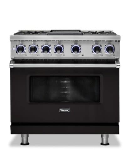 Viking - 36"W./24"D. Dual Fuel Sealed Burner Range-4 Burners/Griddle-Onyx-LP - Onyz