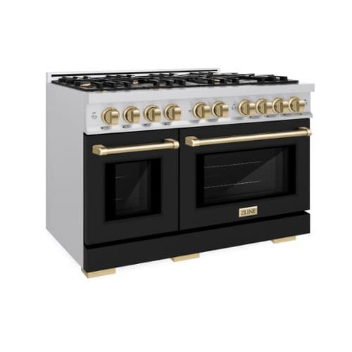 ZLINE - Autograph 48" Select Double Oven Dual Fuel Range w/ Black & Bronze Accents (HDRZ-BLM-48-CB) - Black