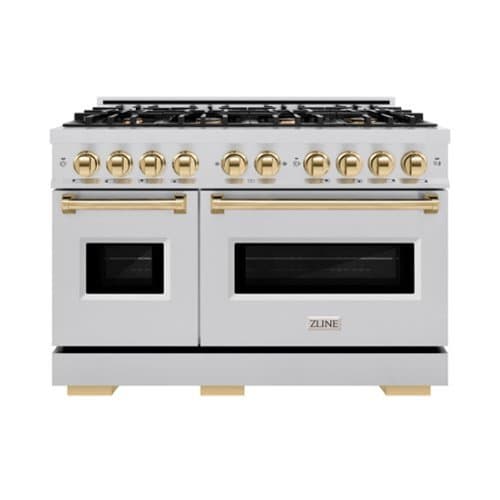 ZLINE - Autograph Edition 48" Classic Gas Range w/ 8 Burners & Polished Gold Accents (CGRZ-48-G) - Stainless Steel
