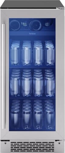 Zephyr - Brisas 15 in. 4-Bottle and 64-Can Single Zone Beverage Cooler - Stainless Steel/Glass
