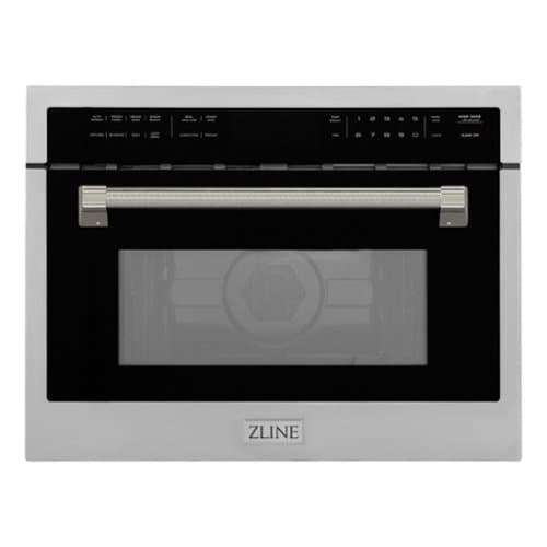 ZLINE - Autograph 24 in. 1.6 cu ft. Built-in Convection Microwave Oven and Polished Nickel Helix Handle - Stainless Steel