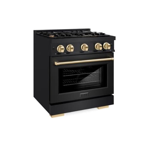 ZLINE - Autograph 30" Select Dual Fuel Black Stainless Range w/ Gold Accents (HDRBZ-30-G) - Black