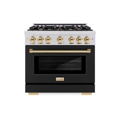 ZLINE - Autograph 36" Select Dual Fuel Range with Gold Accents (HDRZ-BLM-36-G) - White