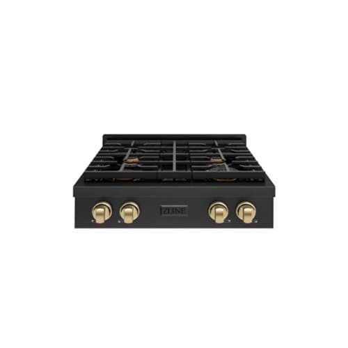 ZLINE - 30 in. Autograph Paramount Rangetop with Bronze Accents (SRTBZ-30-CB) - Black Stainless Steel
