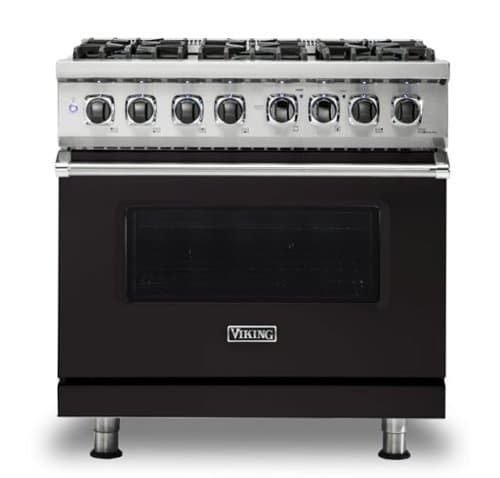 Viking - 5-Series 5.6 Cu. Ft. Self-Cleaning Freestanding Dual Fuel Convection Range - 6 Burner - LP - Onyx