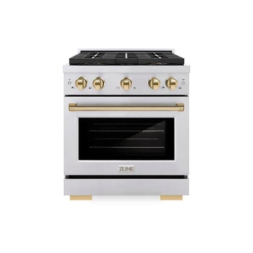 ZLINE - Autograph 30 in. 4.2 cu. ft. Freestanding Paramount Dual Fuel DuoPro Range in Stainless Steel with Gold Accents - Stainless Steel