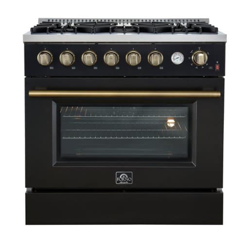 Forno Appliances - Marco 5.36 Cu. Ft. Freestanding Gas Convection Range with Hidden Bake Element - Black
