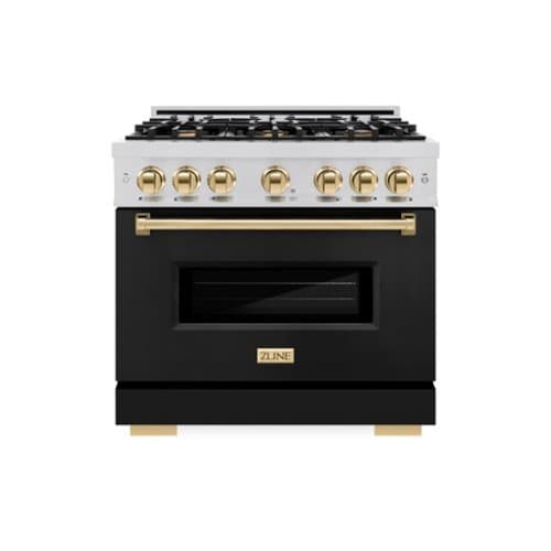 ZLINE - Autograph 36" Classic Gas Range with 6 Burners and Gold Accents (CGRZ-BLM-36-G) - White