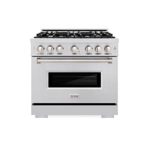 ZLINE - 36” Classic Gas Range with 6 Burner Cooktop and Convection Oven (CGR36) - Stainless Steel