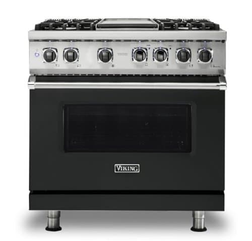 Viking - 5-Series 5.6 Cu. Ft. Self-Cleaning Freestanding Dual Fuel Convection Range - 4 Burner - Antique Bronze