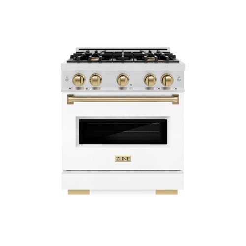 ZLINE - Autograph 30 in. Classic Dual Fuel Range with White and Bronze Accents (CDRSZ-WM-30-CB) - White