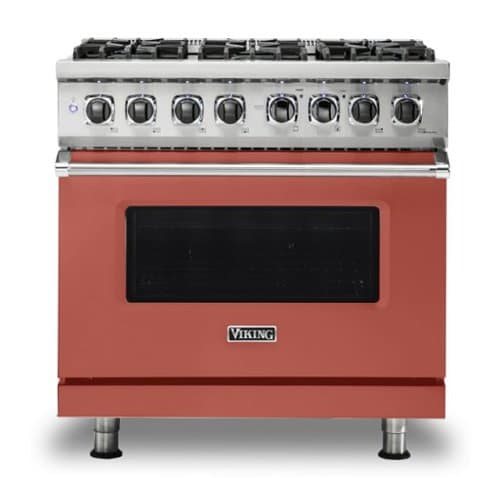 Viking - 5-Series 5.6 Cu. Ft. Self-Cleaning Freestanding Dual Fuel Convection Range - 6 Burner - Spiced Cider