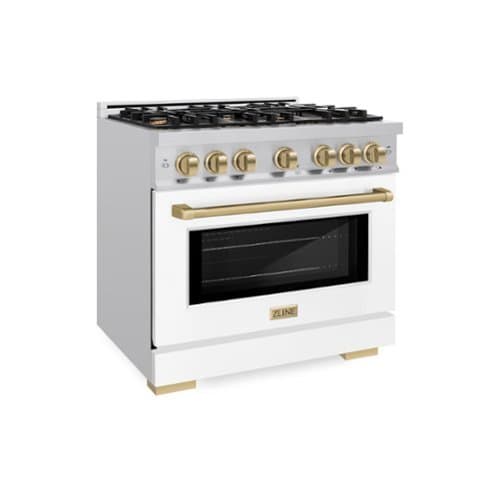 ZLINE - Autograph 36" Select Dual Fuel Range w/ White Door & Bronze Accents (HDRZ-WM-36-CB) - White