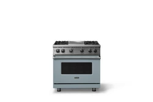Viking - 5.1 Cu. Ft. 36"W Freestanding Gas Sealed 4 Burner Range with Griddle - November Sky