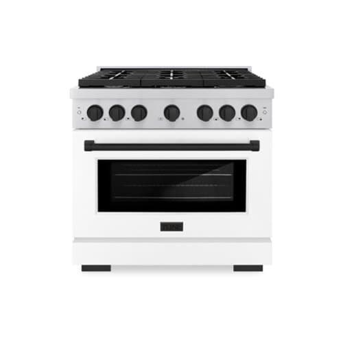 ZLINE - Autograph 36" Paramount Dual Fuel Range with Black Accents (SDRZ-WM-36-MB) - White