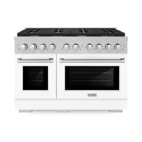 ZLINE - 48 in. Paramount Dual Fuel Range with 8 Burners (SDRS-WM-48) - Satin Steel/Black Matte