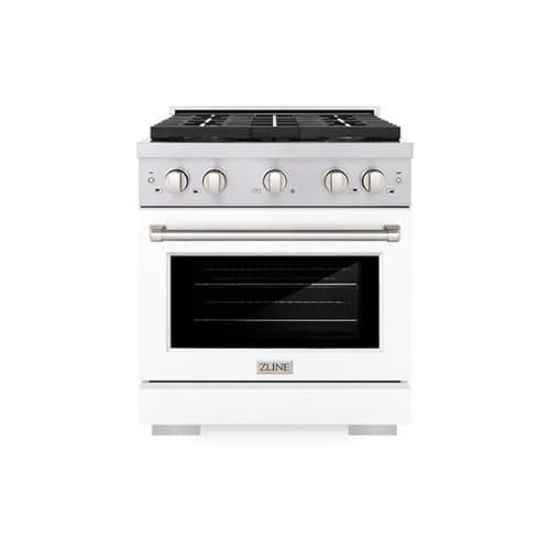 ZLINE - 30 in. 4.2 cu. ft. Freestanding Paramount Dual Fuel Range with DuoPro Cooktop and Electric Oven - White Matte