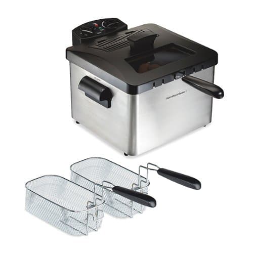 Hamilton Beach - Professional 12 Cup Deep Fryer with 3 Baskets - Silver/Black