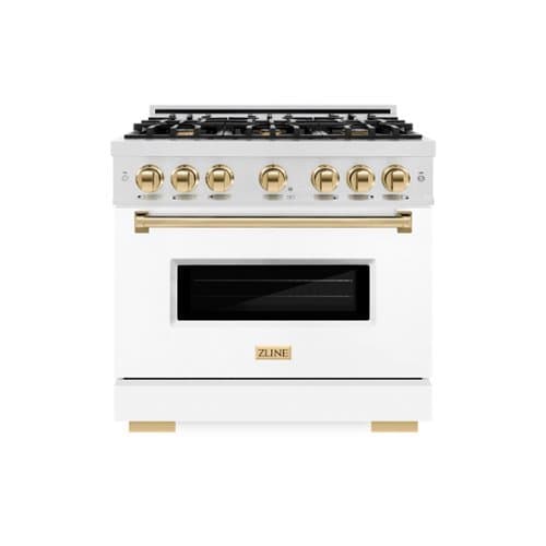 ZLINE - Autograph 36 in. Classic Dual Fuel Range with White and Gold Accents (CDRSZ-WM-36-G) - White