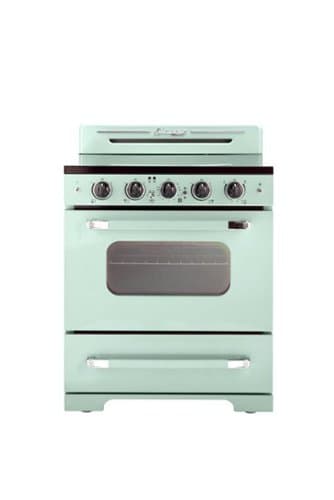 Unique Appliances - Classic Retro 3.9 Cu. Ft. Freestanding Electic Convection Range with Glass Top and Storage Drawer - Summer Mint Green