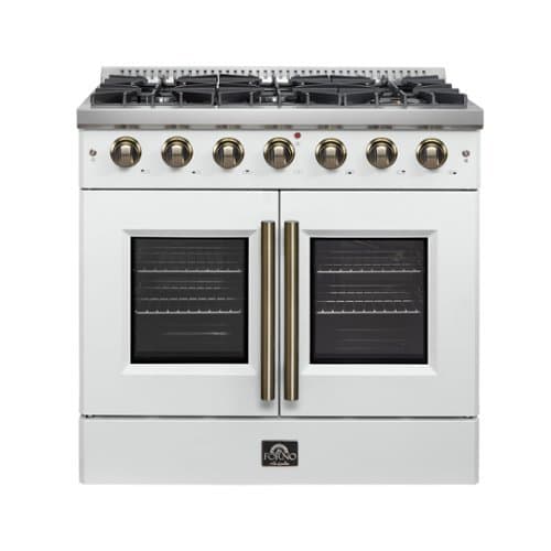 Forno Appliances - Galiano 5.36 Cu. Ft. Freestanding Gas Convection Range with French Door Design - White