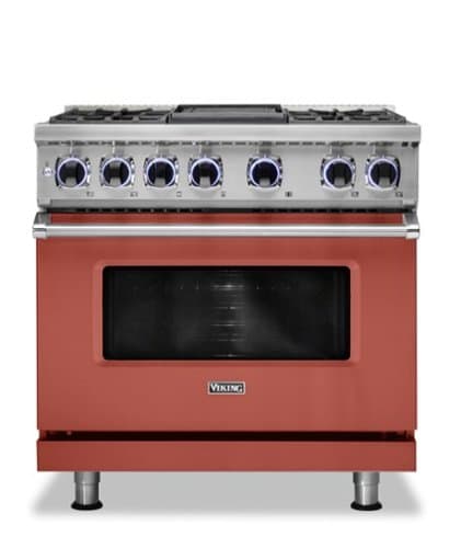 Viking - 36"W./24"D. Dual Fuel Sealed Burner Range-4 Burners/Griddle-LP - Spiced Cider