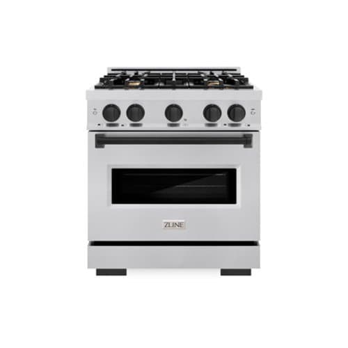 ZLINE - Autograph 30" Classic Dual Fuel Range w/ 4 Burners & Matte Black Accents (CDRZ-30-MB) - Stainless Steel