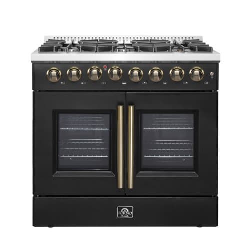 Forno Appliances - Galiano 5.36 Cu. Ft. Freestanding Dual Fuel True Convection Range - Black