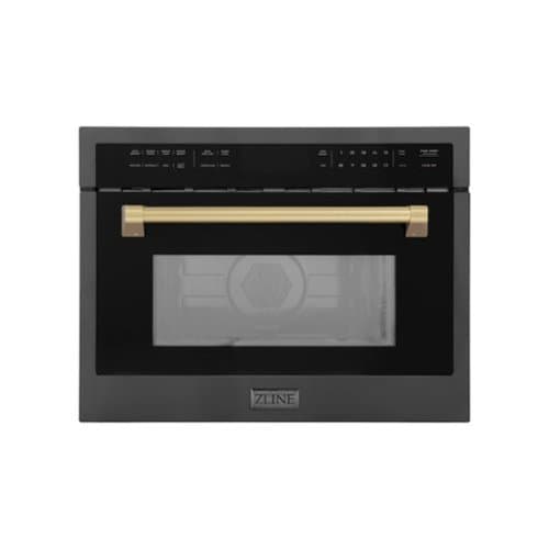 ZLINE - Autograph 24" 1.6 cu ft. Built-in Convection Microwave Oven and Champagne Bronze Accents - Black Stainless Steel