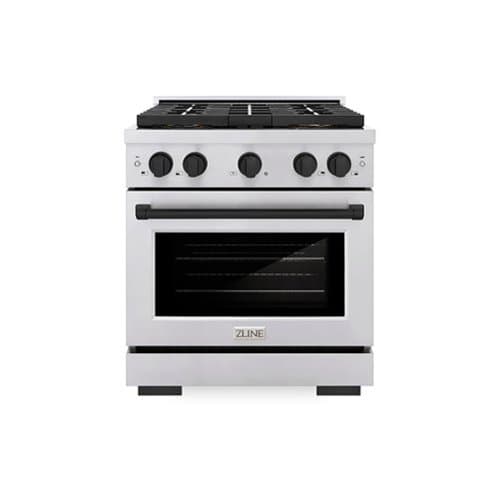 ZLINE - Autograph 30 in. 4.2 cu. ft. Freestanding Paramount Dual Fuel DuoPro Range in Stainless Steel with Black Accents - Stainless Steel