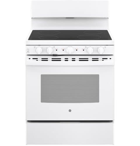 GE - 5 Cu. Ft. Freestanding Electric Range with Self-Cleaning and Dual-Element Bake - White