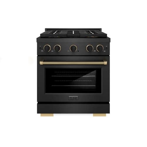 ZLINE - Designer 30 in. 4.2 cu. ft. Manual Clean Freestanding DuoPro Gas Range in Black Satin with Black and Bronze Accents - Black Satin Stainless Steel