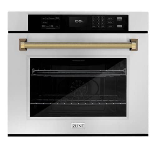 ZLINE - Autograph 30 in. True Convection Single Wall Oven & Gold Helix Handle (WASZ-30-KG) - Stainless Steel