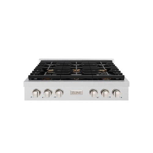 ZLINE - 36 in. Paramount Gas Rangetop with 6 Brass Burners (SRTS-BR-36) - Stainless Steel