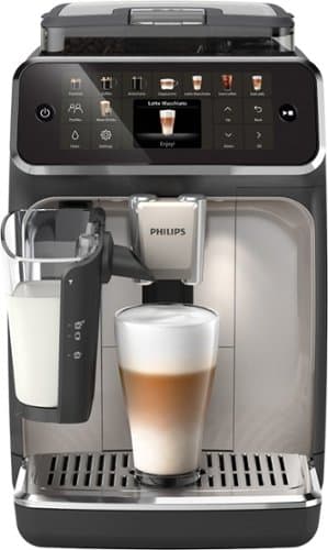 Philips - 5500 Fully Automatic Espresso Machine with LatteGo Milk Frother, Grey Chrome - Black/Silver
