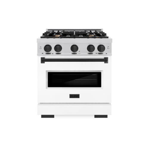 ZLINE - Autograph 30" Classic Gas Range with 4 Burners and Black Accents (CGRZ-WM-30-MB) - White