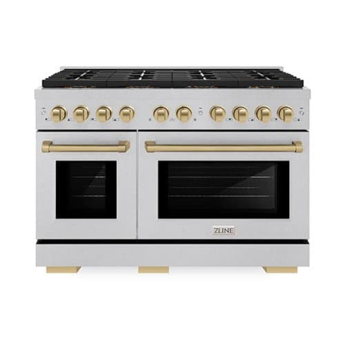 ZLINE - Autograph 48 in. 6.7 cu. ft. Freestanding Paramount Dual Fuel DuoPro Range in Satin Stainless Steel and Bronze Accents - Stainless Steel
