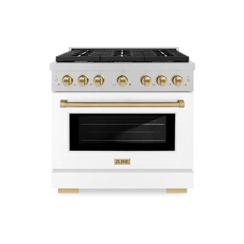 ZLINE - Autograph 36 in. Paramount Satin Steel Gas Range with Bronze Accents (SGRSZ-WM-36-CB) - White