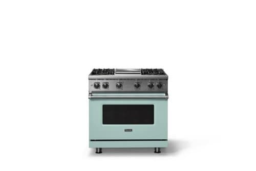 Viking - 5.1 Cu. Ft. 36"W Freestanding Gas Sealed 4 Burner Range with Griddle - Splash