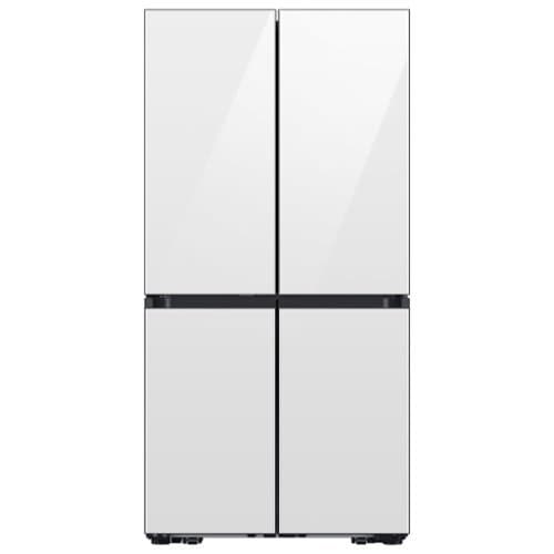 Samsung - Bespoke 22 cu. ft. Counter Depth 4-Door French Door Refrigerator with Zero Clearance Fit - White Glass