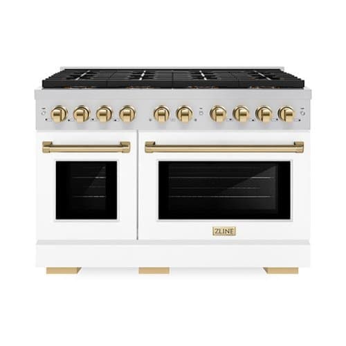 ZLINE - Autograph 48 in. Paramount Dual Fuel Range w/ DuoPro Cooktop & White Doors w/ Gold Accents (PSDRZ-WM-48-G) - Stainless Steel with White Matte Door