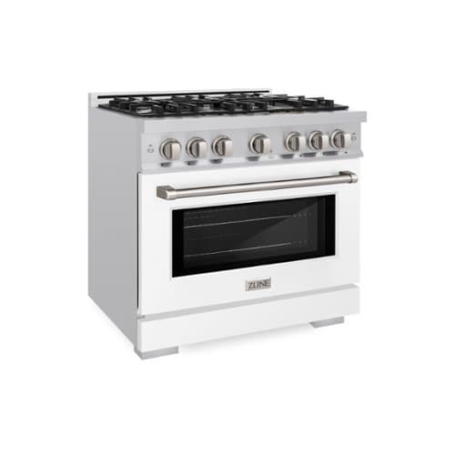 ZLINE - 36" Select Dual Fuel White Matte Door Range w/ 6 Burners & Convection Oven (HDR-WM-36) - White
