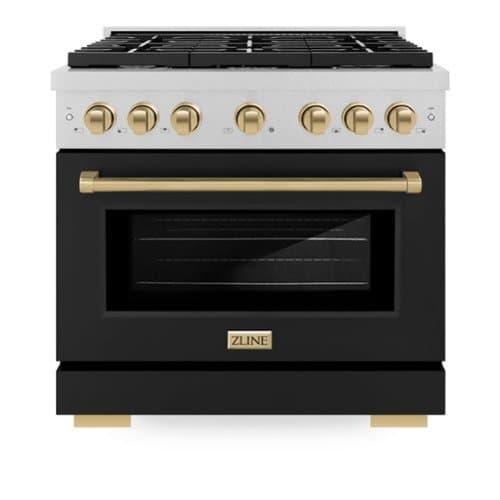 ZLINE - Autograph 36 in. Paramount Satin Steel Gas Range with Bronze Accents (SGRSZ-BLM-36-CB) - White